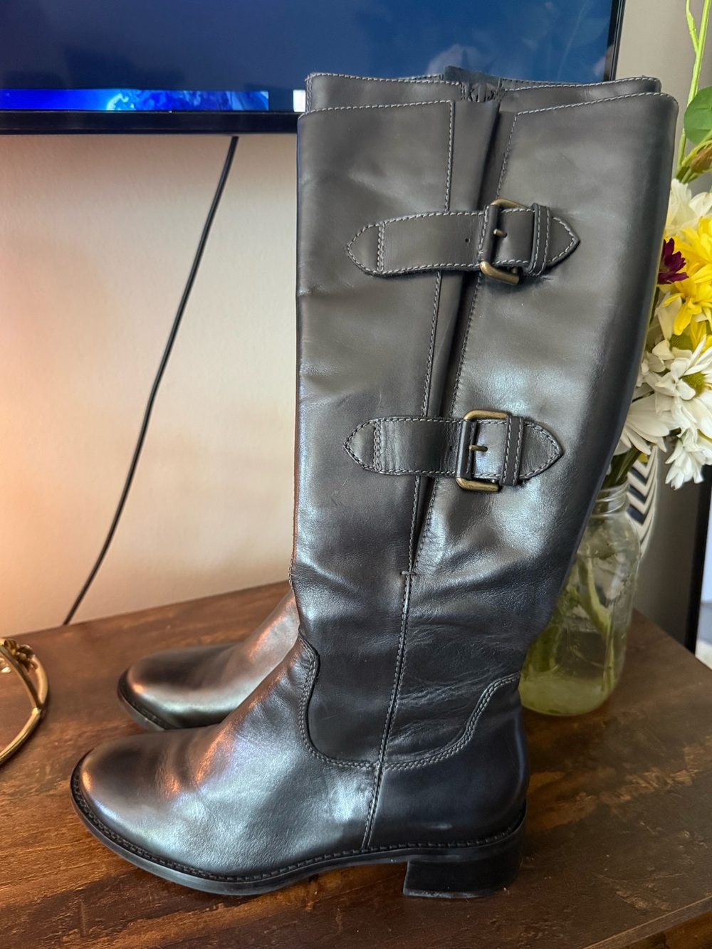 Ecco- Classic Tall Leather Riding Boots - Black